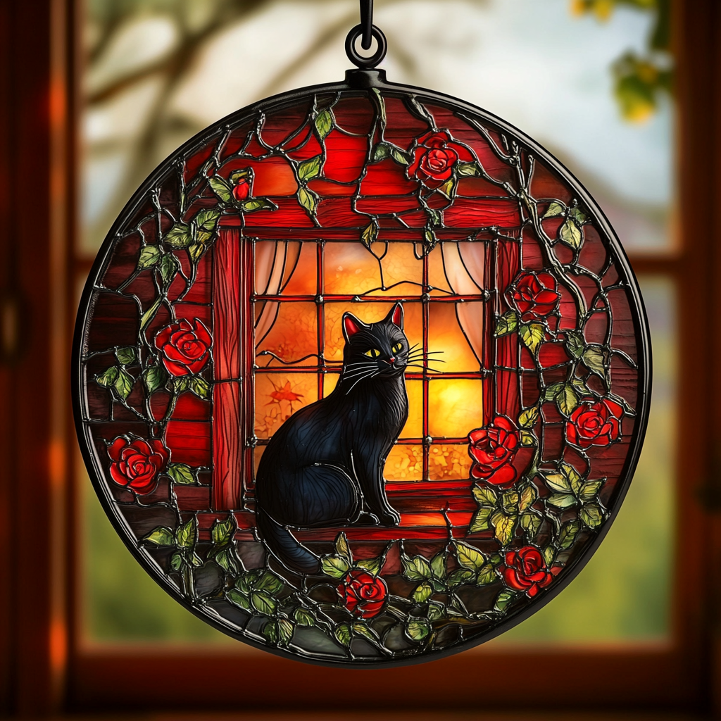 Cat In The Window WU0511071CL Suncatcher