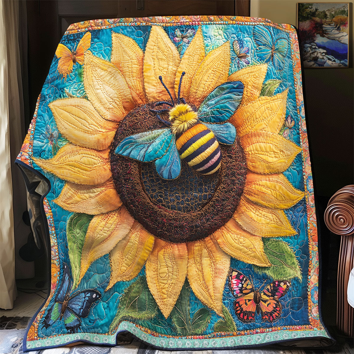 Sunflower Bee WX1712037CL Quilt