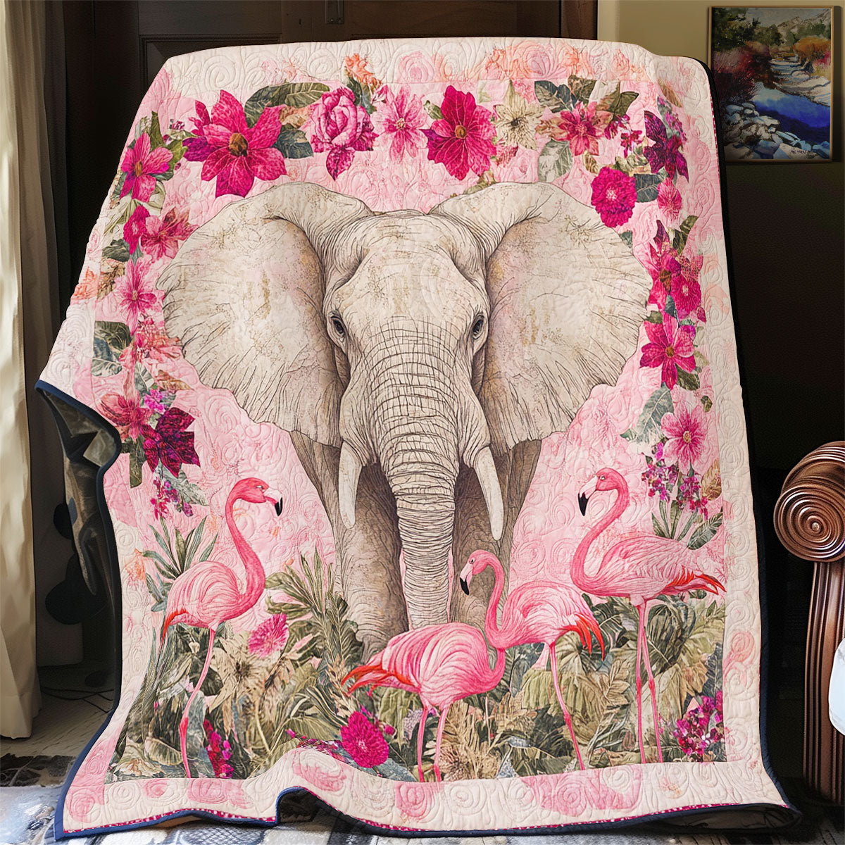 Elephant In Tropical Forest  WY0202017CL Quilt