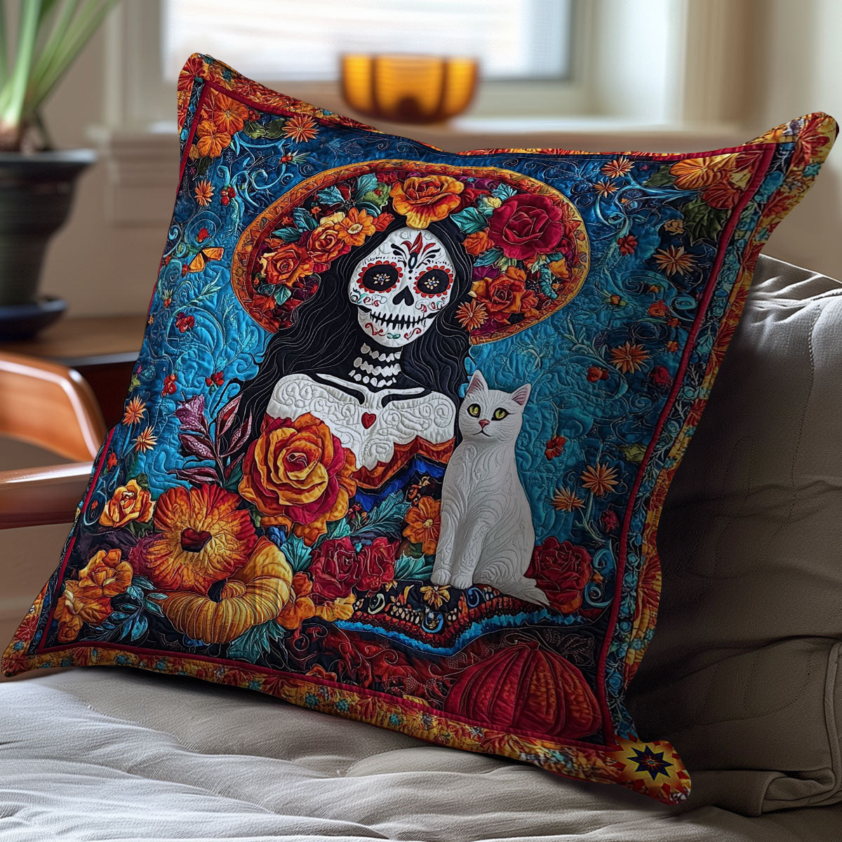 Sombrero Hat Skeleton WY2212058CL Quilt Pillow Case