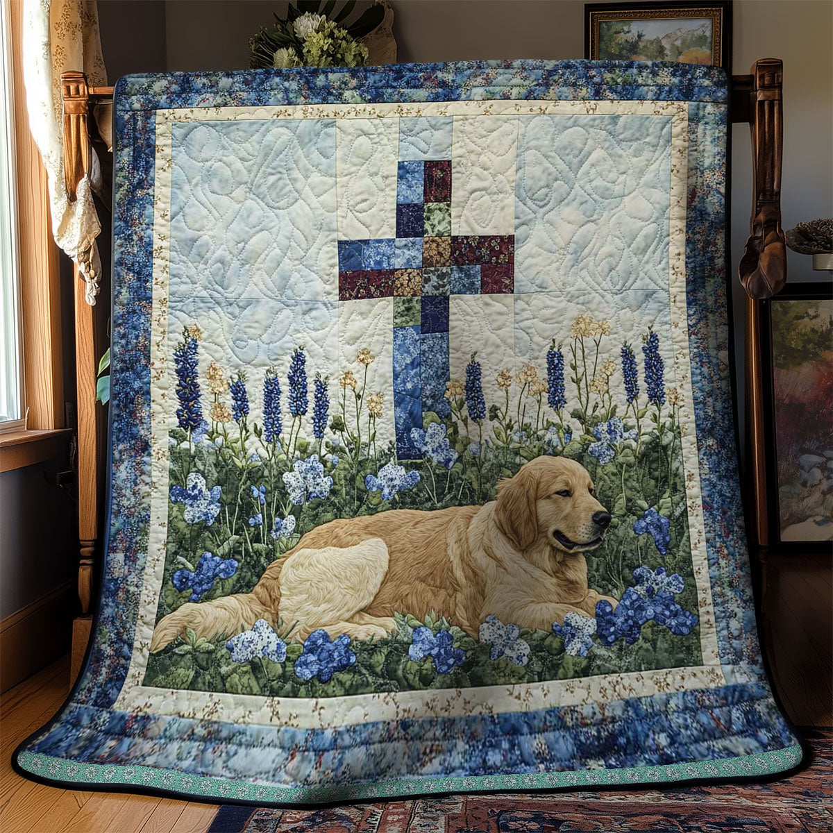 Dog’s Vigil By The Cross WN3009031CL Quilt