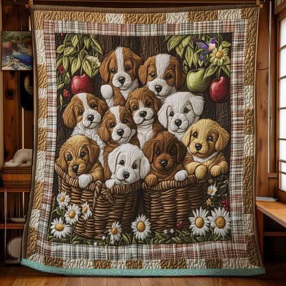 Puppy In The Basket WU0712007CL Quilt