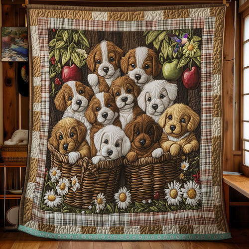 Puppy In The Basket WU0712007CL Quilt