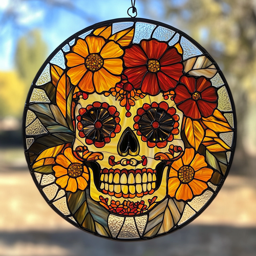 Mystic Skull WN0611065CL Stained Glass Suncatcher