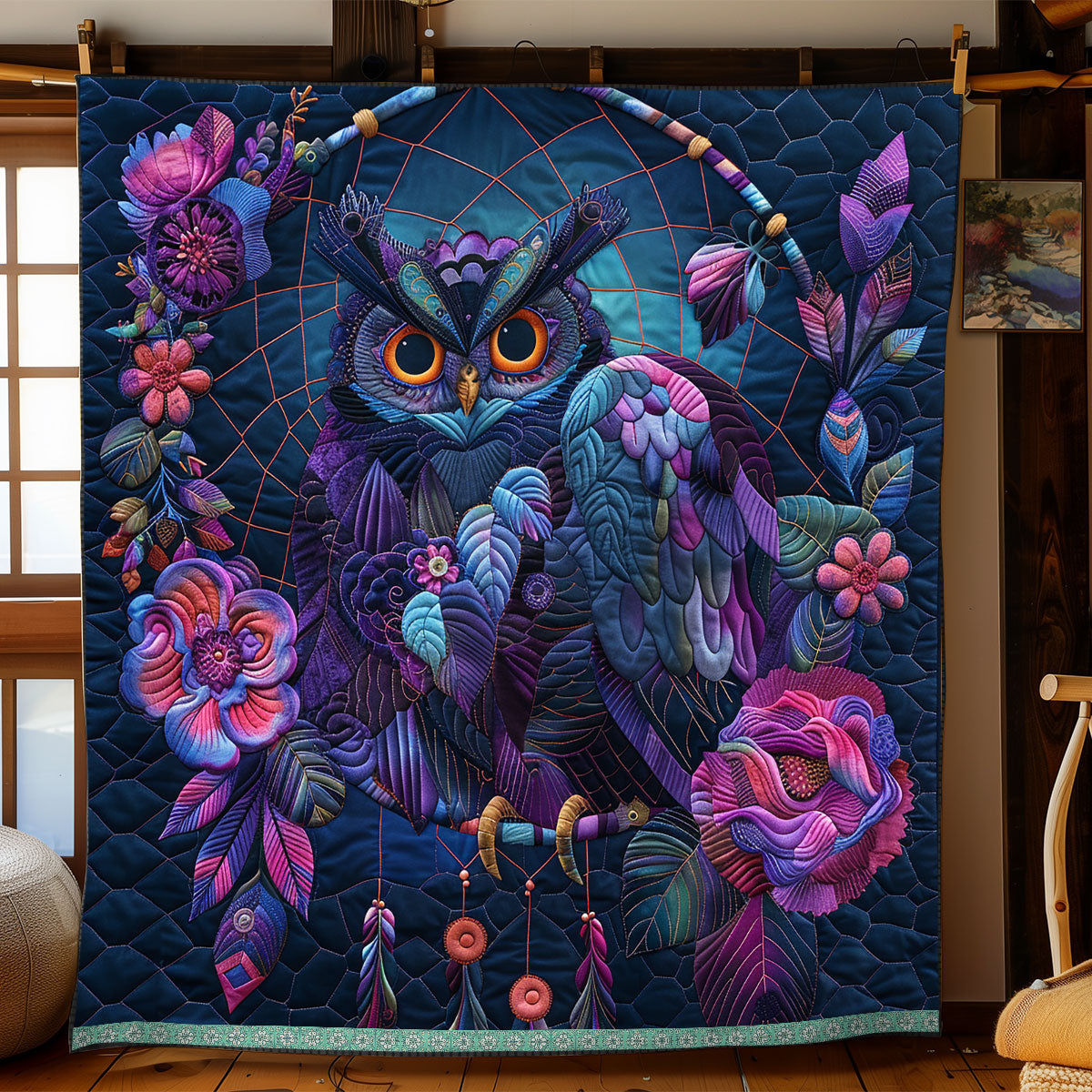 Floral Mysterious Owl WP0609023CL Quilt