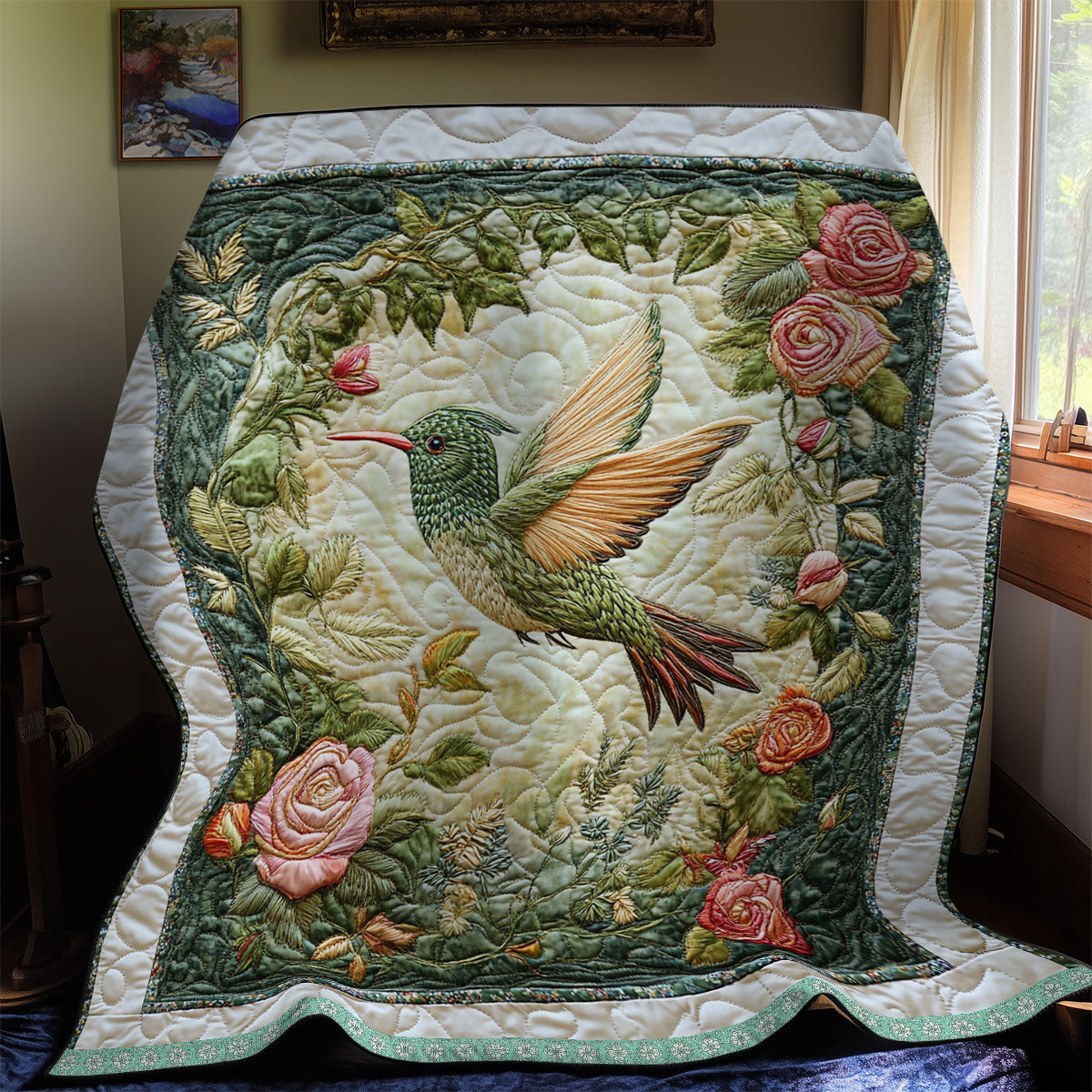 Bird Rose Flower WX0212003CL Quilt