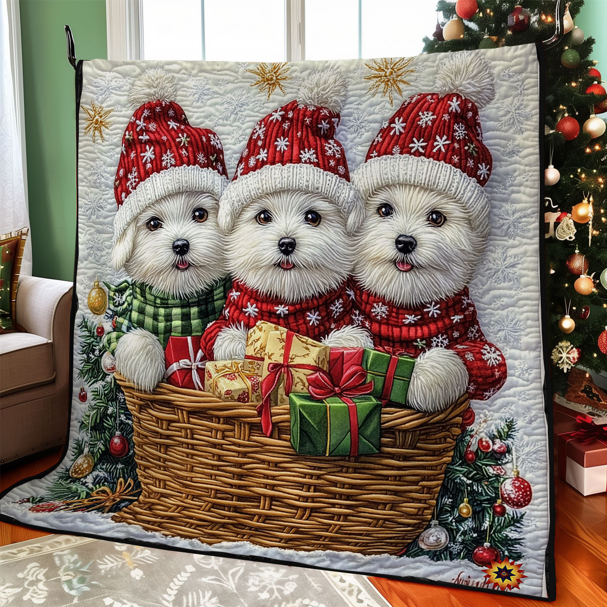 Basket Of Dog WY0411036CL Quilt
