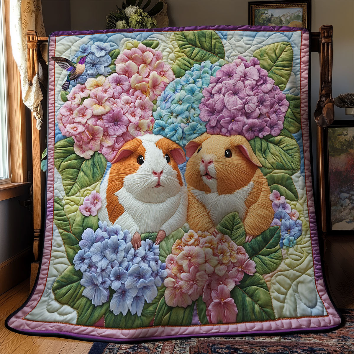 Guinea Pig And Hydrangea WY2412073CL Quilt