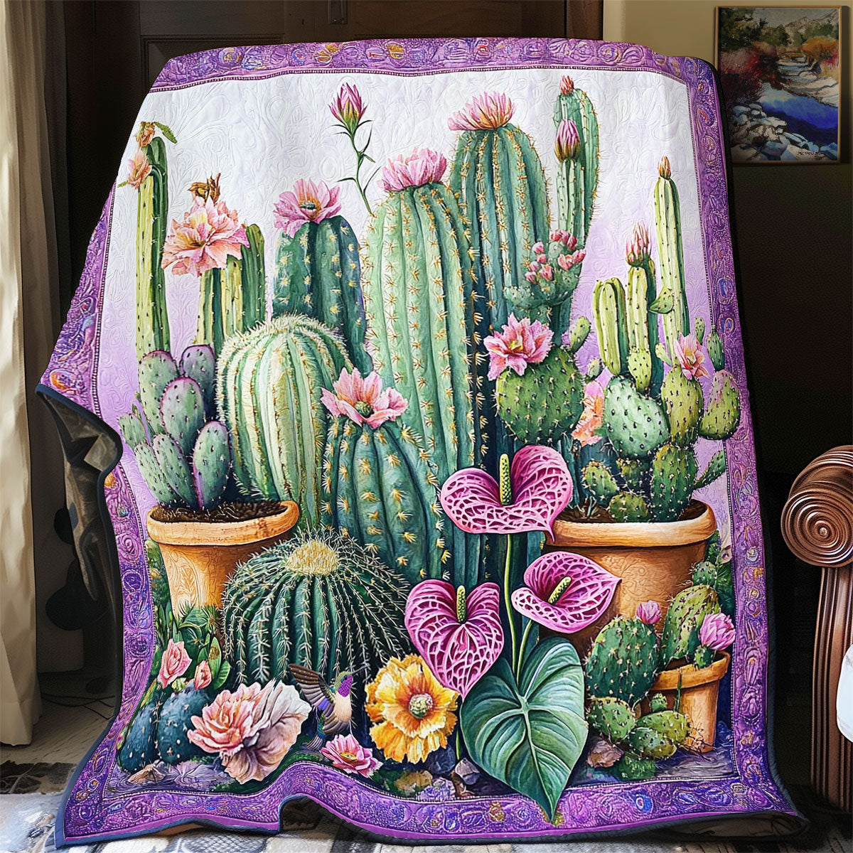 Purple Cactus WY2511030CL Quilt