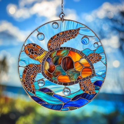 Turtle Serenity WN0611091CL Stained Glass Suncatcher