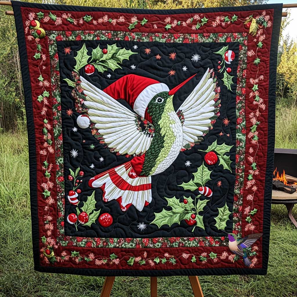 Hummingbird In A Santa Cap WN0910086CL Quilt