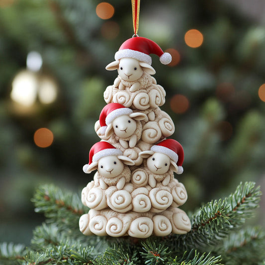 Merry Sheep Christmas WN1811036CL Christmas Ornament