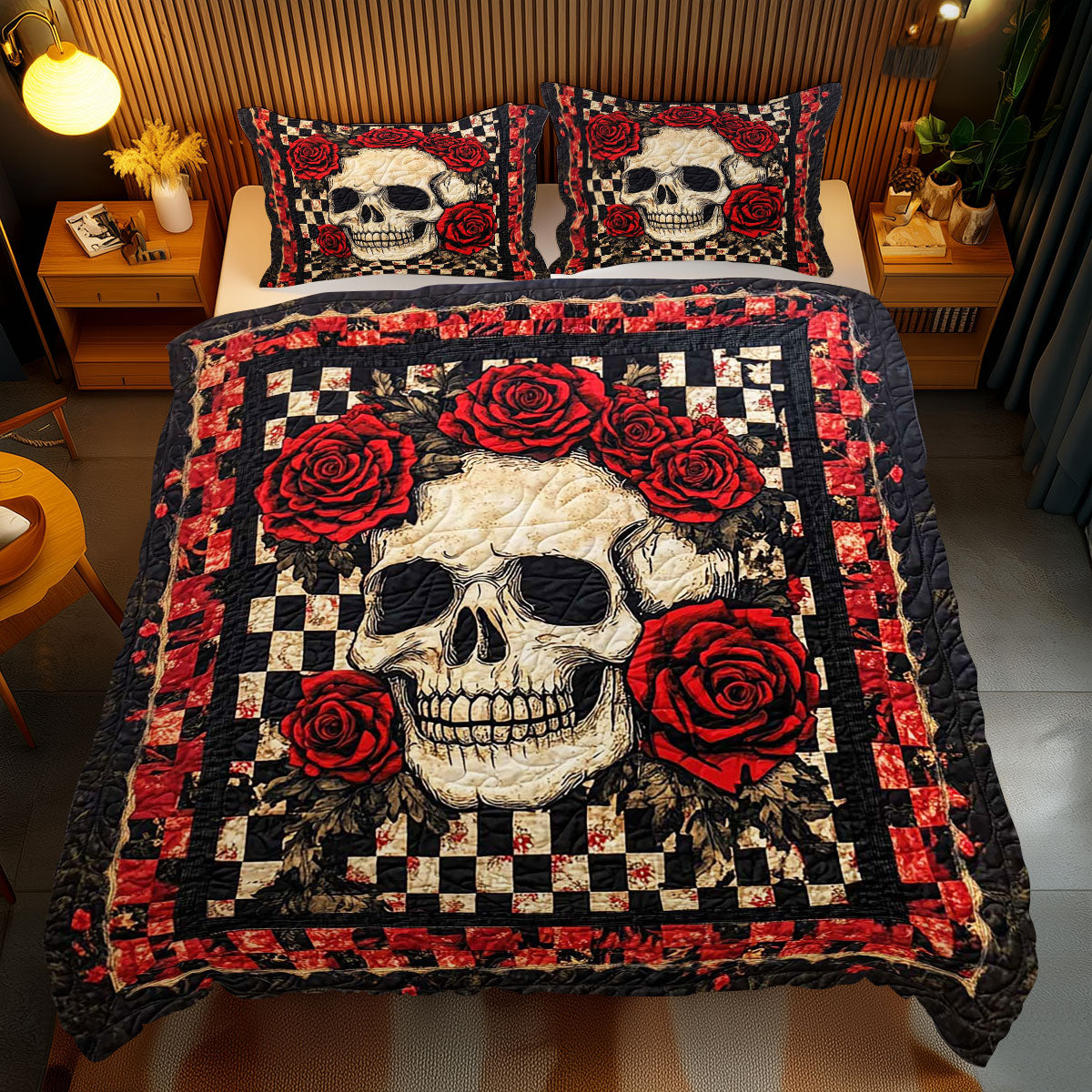 Red Roses Skull WJ2609023CL Duvet Cover Set