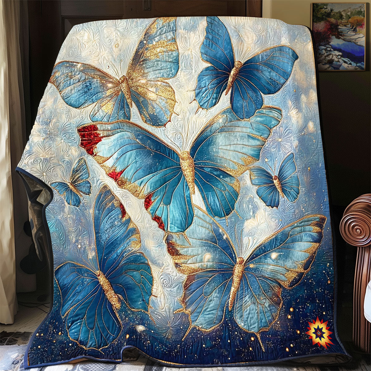 Blue Butterfly WY2711029CL Quilt