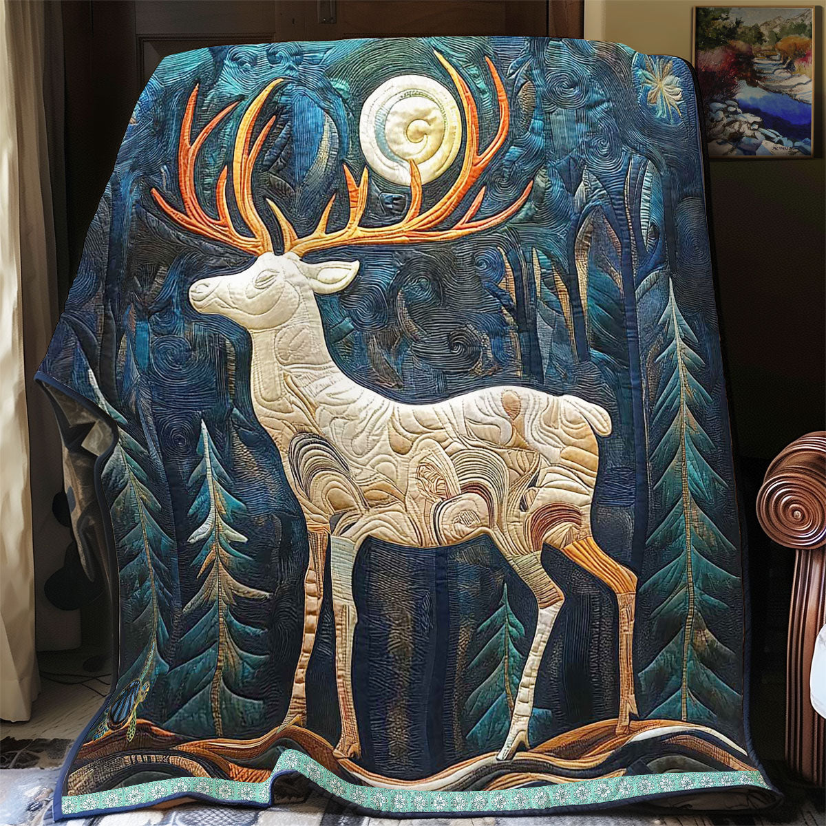Silhouette Stag Forest WP1211049CL Quilt
