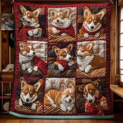 Happy Corgi Sleeping WN1209004CL Quilt
