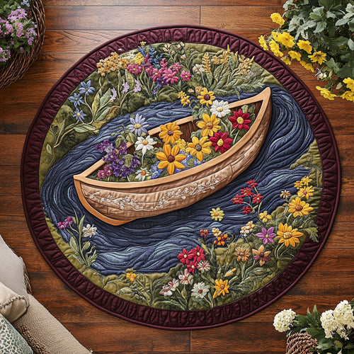 Garden Boat WY1703076CL Quilted Round Mat