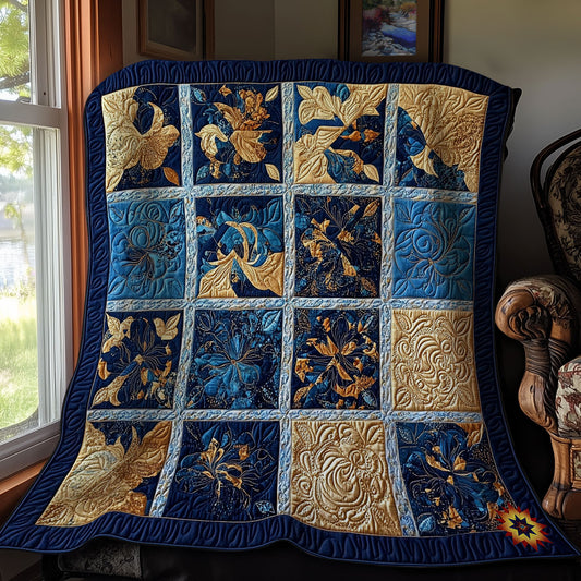 Gold And Navy Blue WY0712016CL Quilt