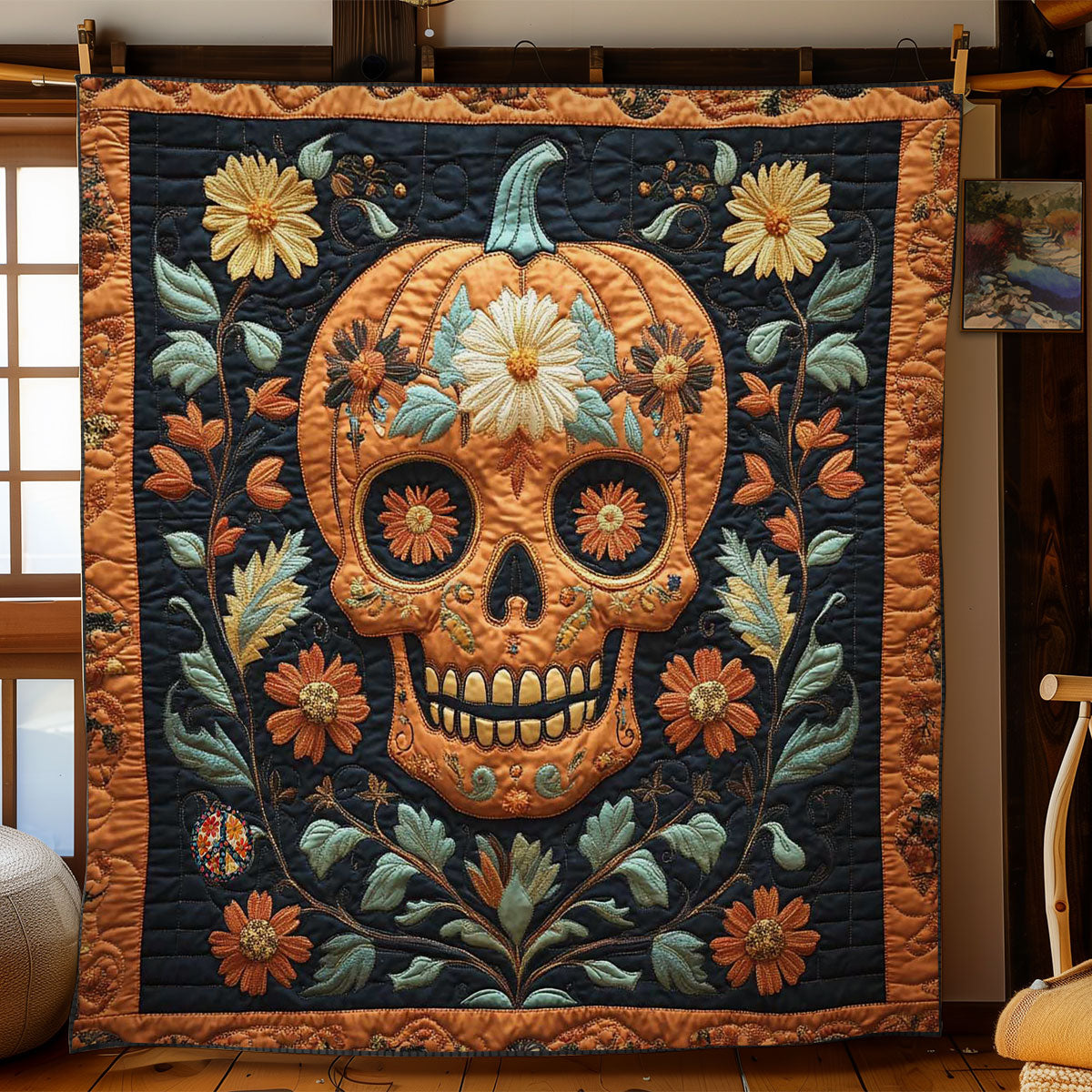 Pumpkin Skull WN2311072CL Quilt