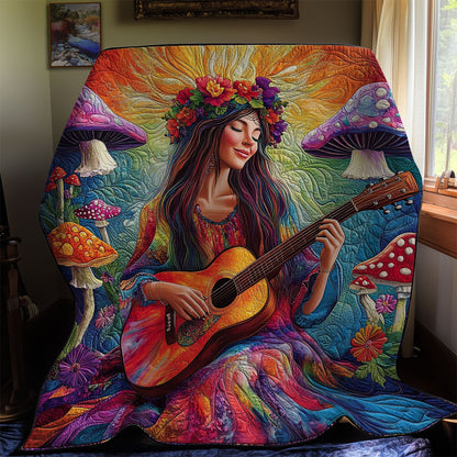 Hippie Girl Playing Guitar WY0312022CL Quilt