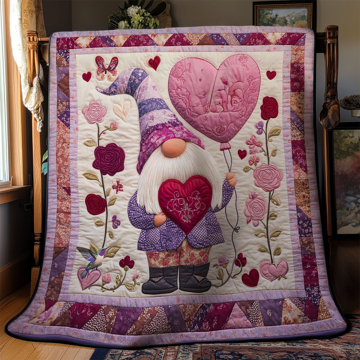 Balloon Love Gnome WN0412042CL Quilt