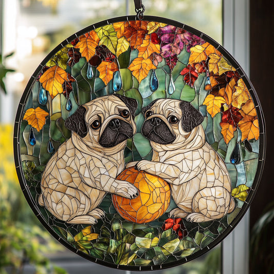 Pug WU0310032CL Stained Glass Suncatcher