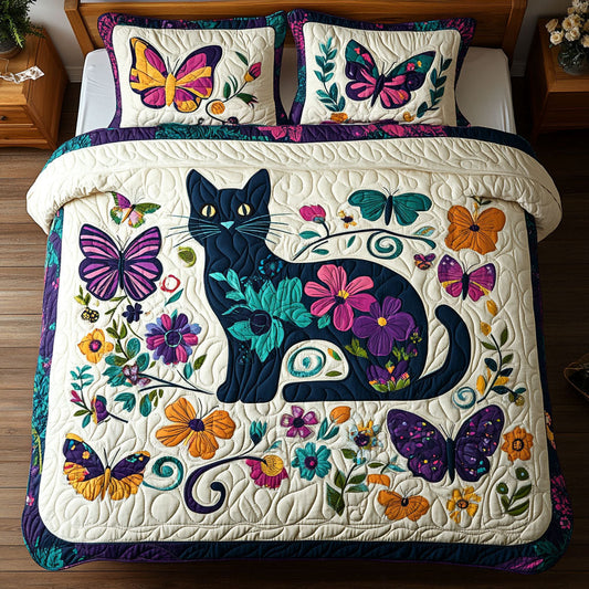 Black Cat In Flower WY0802010CL Duvet Cover Set