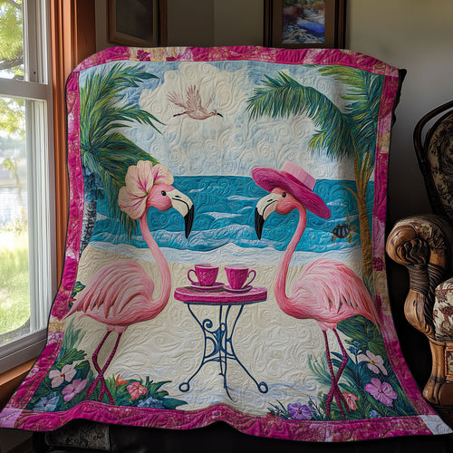 Beach Tea Break Flamingo WY0911035CL Quilt
