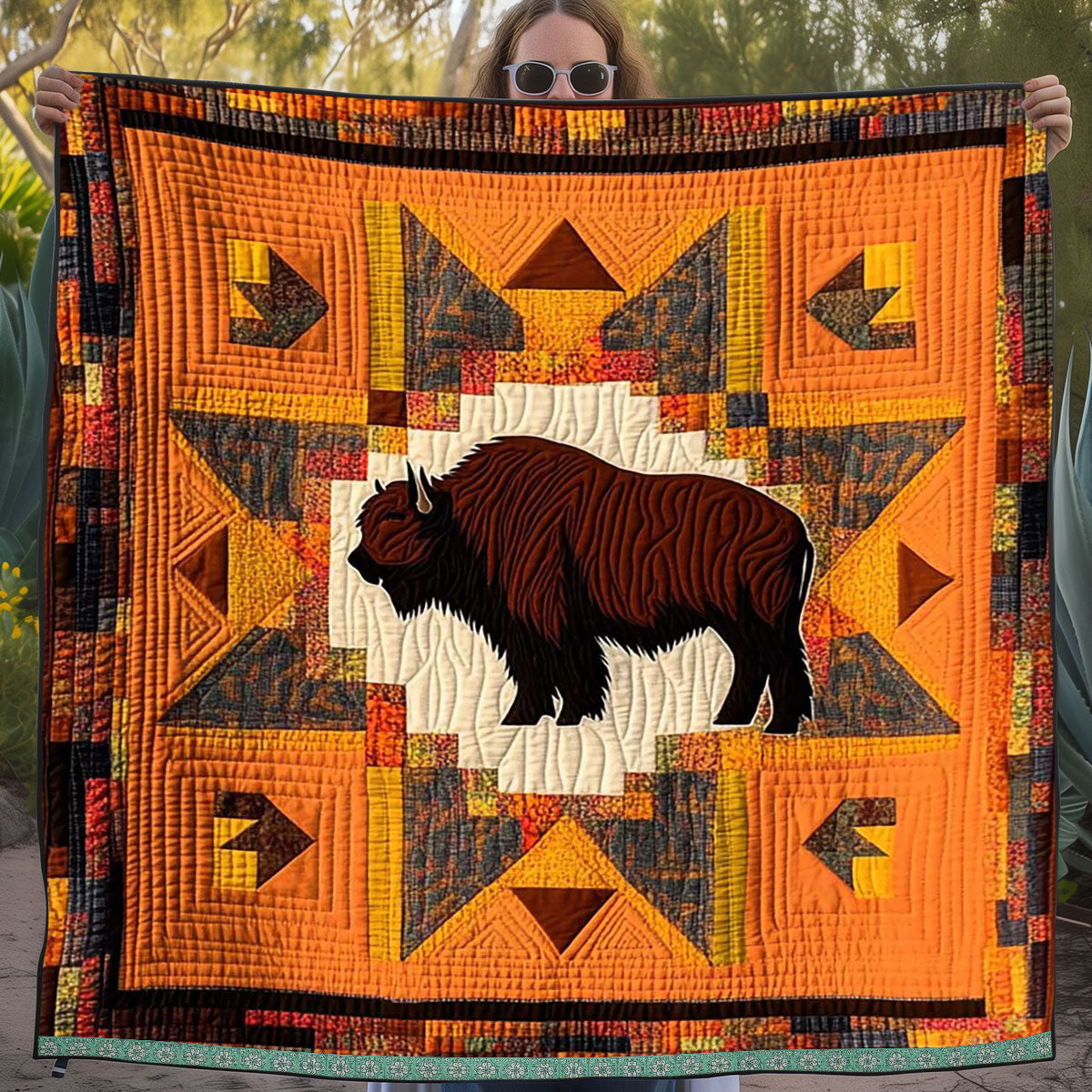 Native American Bison WJ3009009CL Quilt