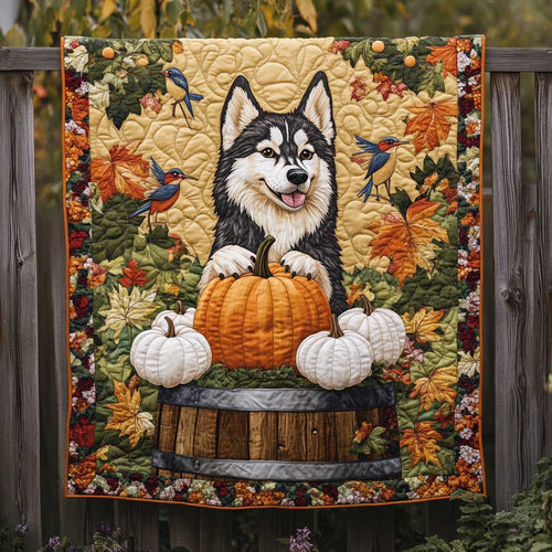 Husky And Pumpkin Joy WN270984CL Quilt