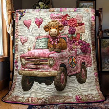Pink Truck Highland Cow WN0412039CL Quilt