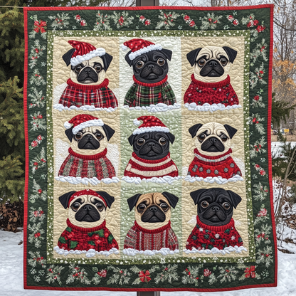 Winter Pugs XR2309017CL Quilt