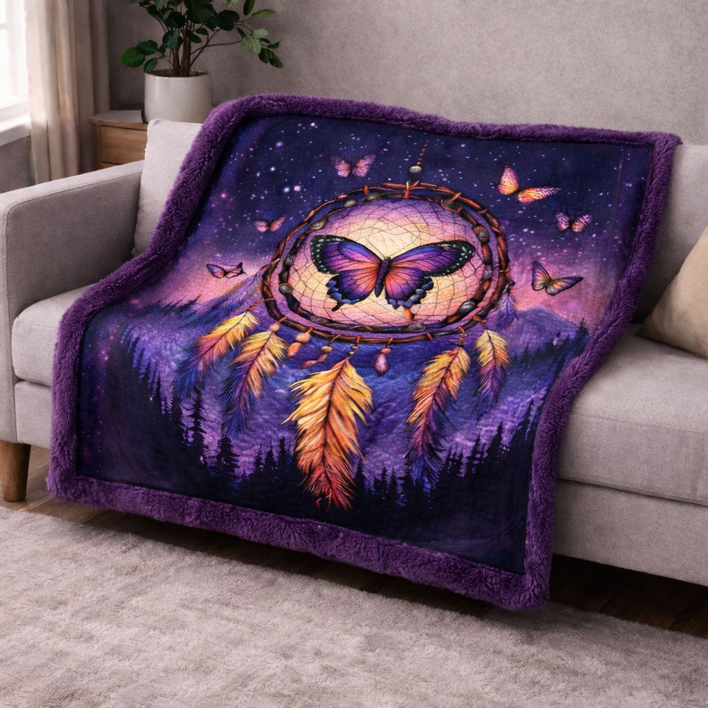 Butterfly Dreamcatcher Night KL2101009CL Faux Fur Throw Blanket