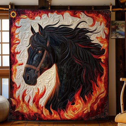 Flame Black Horse WY0312024CL Quilt