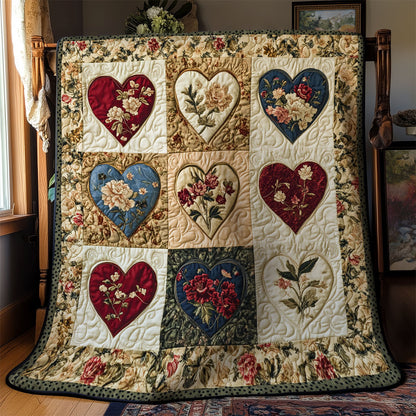 Vintage Flower Hearts WY1502060CL Quilt