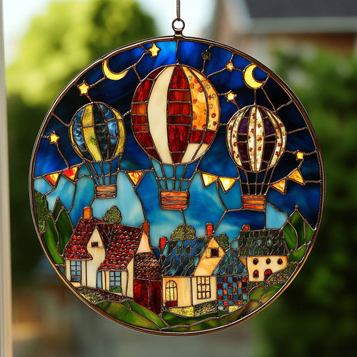 Village Hot Air Balloon WY2202241CL Suncatcher
