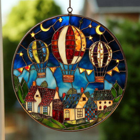 Village Hot Air Balloon WY2202241CL Suncatcher