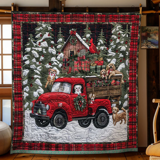 Holiday Pups On Red Truck WN1109028CL Quilt