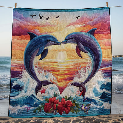 Heart Sunset Dolphin WY0712028CL Quilt