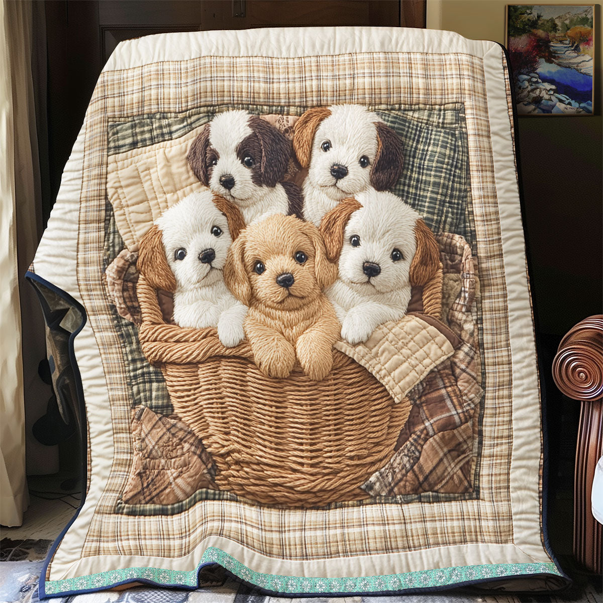 Cozy Basket Puppy WX2312014CL Quilt