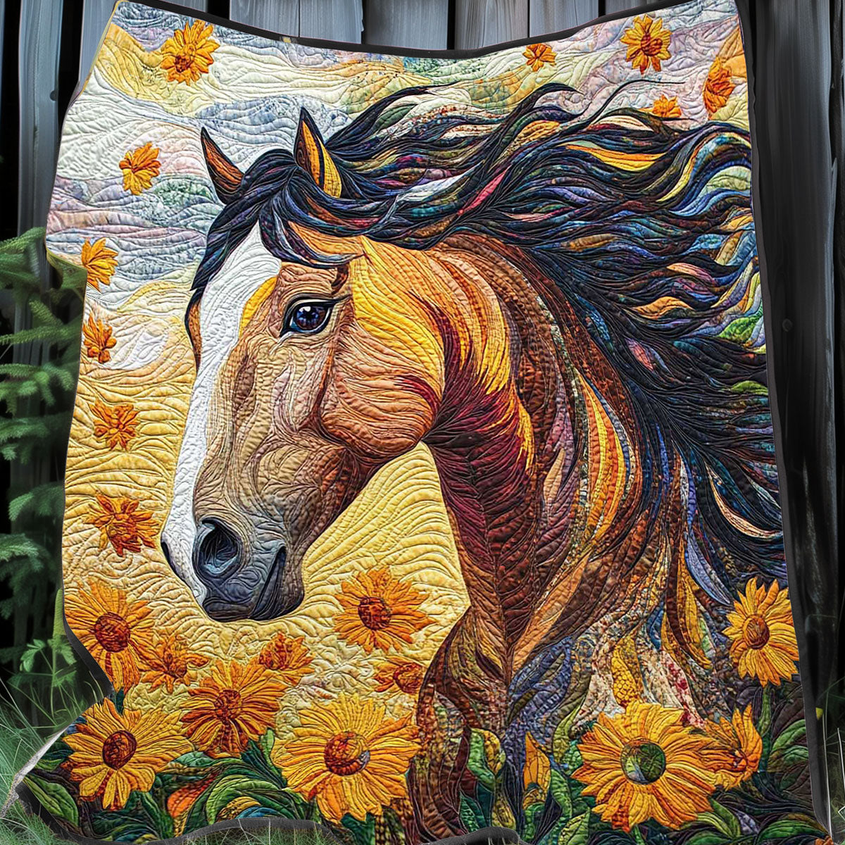 Brown Horse Marigolds WP0708003CL Quilt