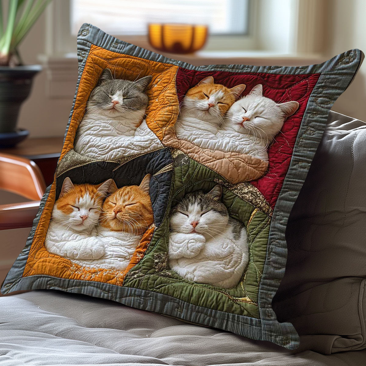 Cuddling Cat WP0608012CL Quilt Pillow Case