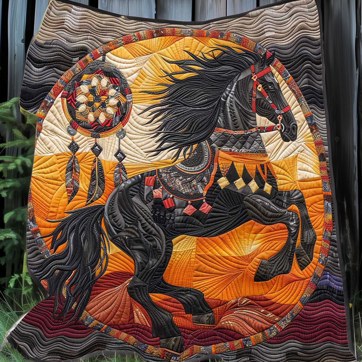 Sunset Horse Rearing WP0708031CL Quilt