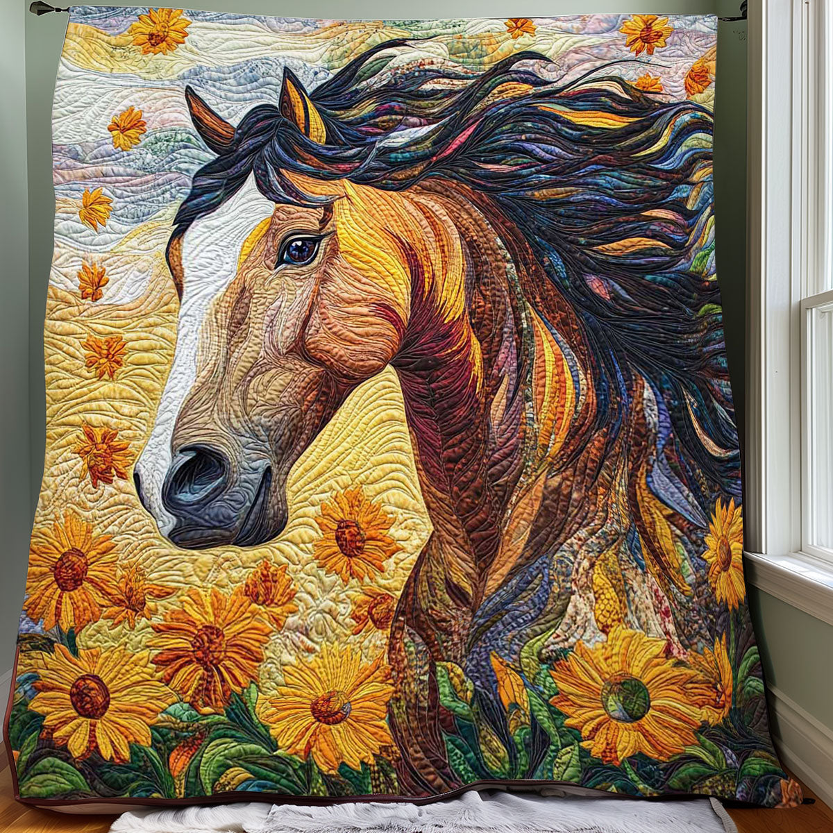 Brown Horse Marigolds WP0708003CL Quilt