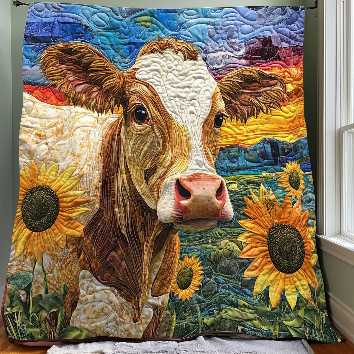 Sunflower Dairy Cow WP0708029CL Quilt