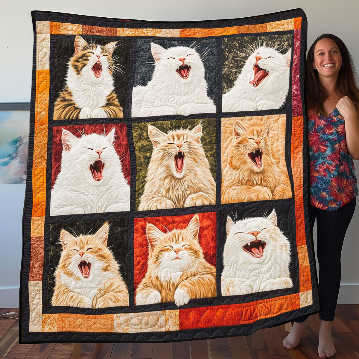 Cat Yawning WP0708006CL Quilt