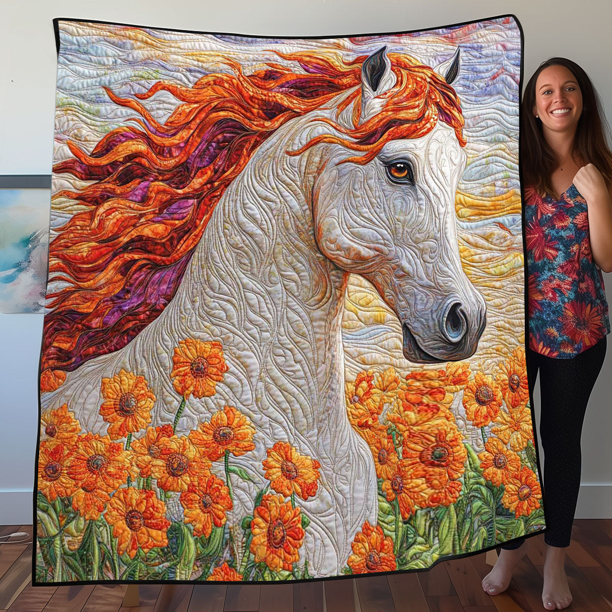 White Red Horse WP0708037CL Quilt