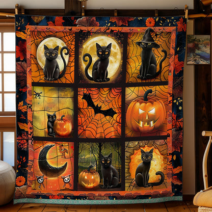Pumpkins And Cats Halloween WN1309061CL Quilt