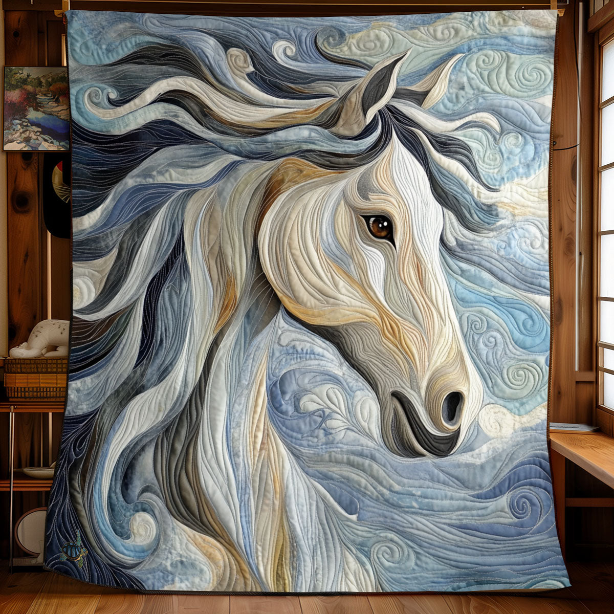 Vibrant White Horse YR1210003CL Quilt