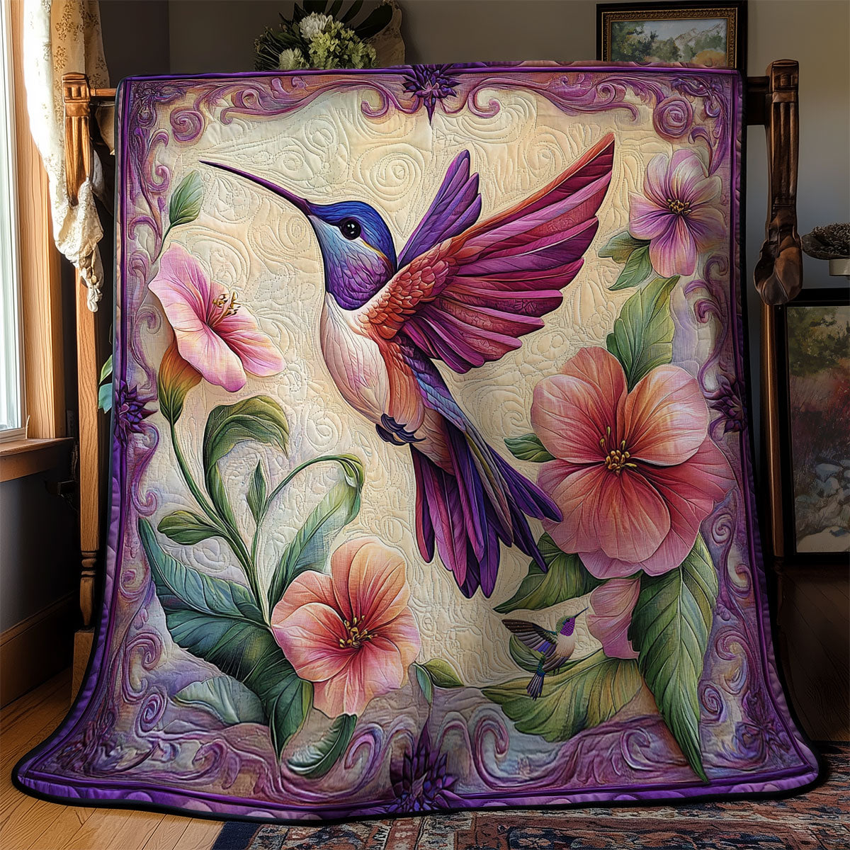 Purple Hummingbird WY2011046CL Quilt